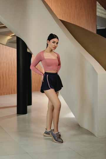 YAYLA Pleated Side Sport Shorts