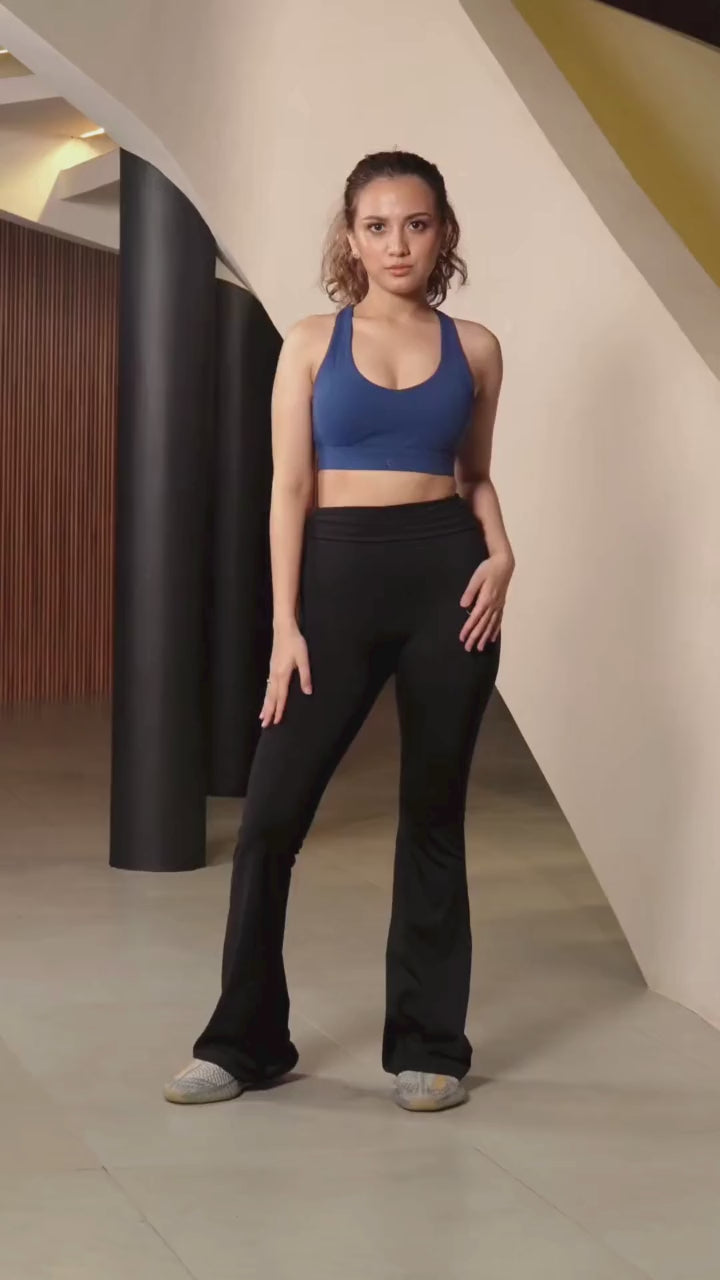 YUVA Flared Long Legging Pants with Waist Ruch